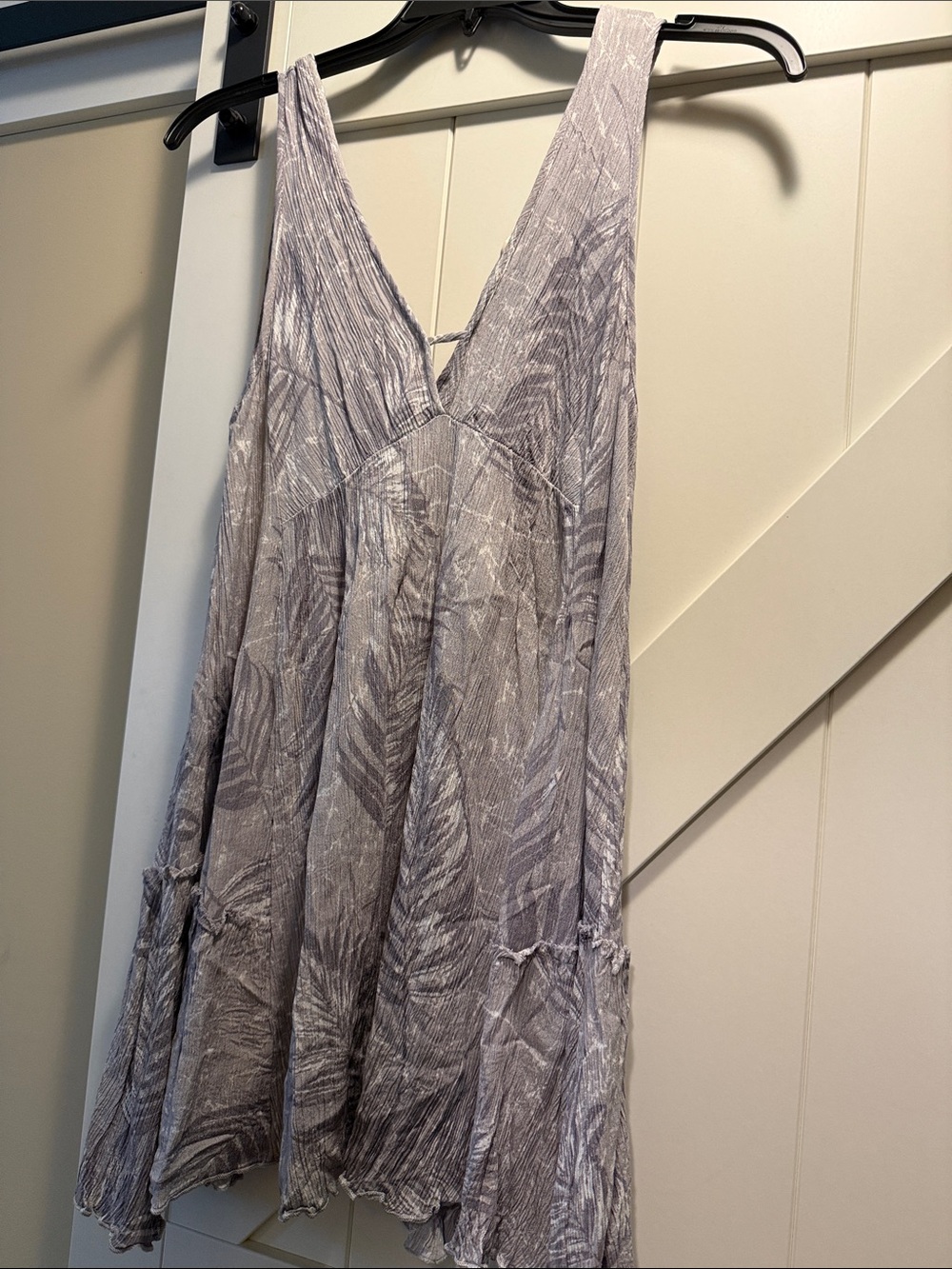 Light Gray V-Neck Flowing Women's Dress